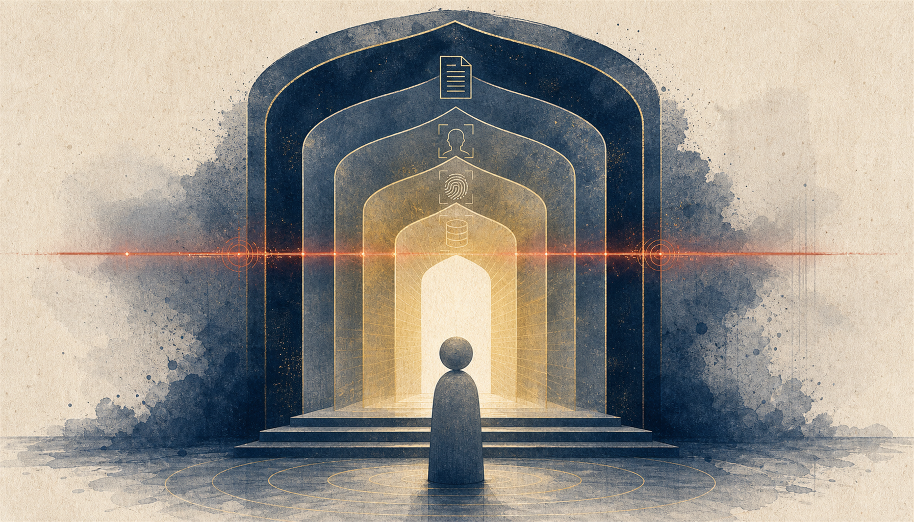 Illustration of age and identity verification gatekeeping minors out of online betting
